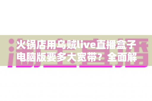 火锅店用乌贼live直播盒子电脑版要多大宽带?全面解析带宽配置与直播稳定性优化指南 火锅店用乌贼live直播盒子电脑版要多大宽带?全面解析带宽配置与直播稳定性优化指南