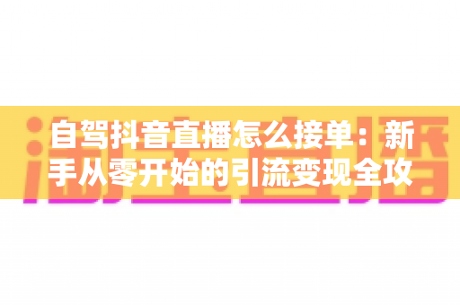 自驾抖音直播怎么接单:新手从零开始的引流变现全攻略 自驾抖音直播怎么接单:新手从零开始的引流变现全攻略