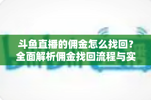 斗鱼直播的佣金怎么找回？全面解析佣金找回流程与实用技巧指南