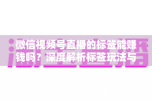 微信视频号直播的标签能赚钱吗？深度解析标签玩法与直播变现全攻略