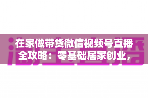 在家做带货微信视频号直播全攻略：零基础居家创业，一部手机开启副业变现之路