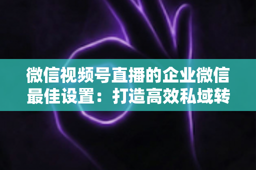 微信视频号直播的企业微信最佳设置:打造高效私域转化的完整实战指南 微信视频号直播的企业微信最佳设置:打造高效私域转化的完整实战指南