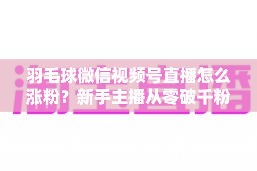 羽毛球微信视频号直播怎么涨粉?新手主播从零破千粉的实战运营全攻略 羽毛球微信视频号直播怎么涨粉?新手主播从零破千粉的实战运营全攻略
