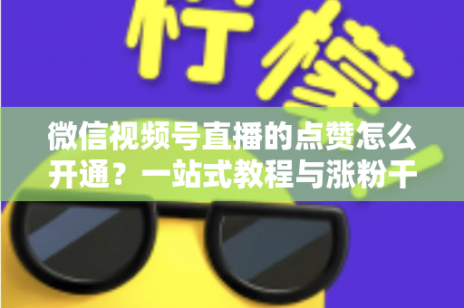 微信视频号直播的点赞怎么开通？一站式教程与涨粉干货全解析